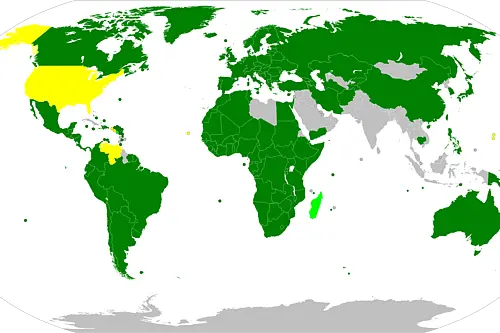 World map of countries that are signatories to the Convention Relating to the Status of Refugees, as compiled by UNHCR