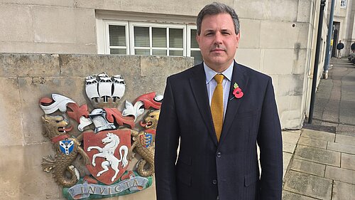Antony Hook by Kent County Council County Hall sign